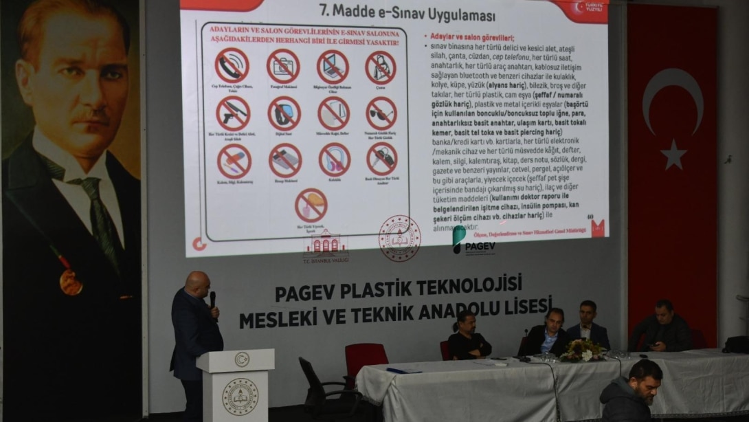 AVRUPA YAKASI BİNA SINAV SORUMLULARINA PAGEV PLASTİK TEKNOLOJİSİ MESLEKİ VE TEKNİK ANADOLU LİSESİNDE E-SINAV UYGULAMA VE İZLEME SORUMLUSU KURSU EĞİTİMİ YAPILDI